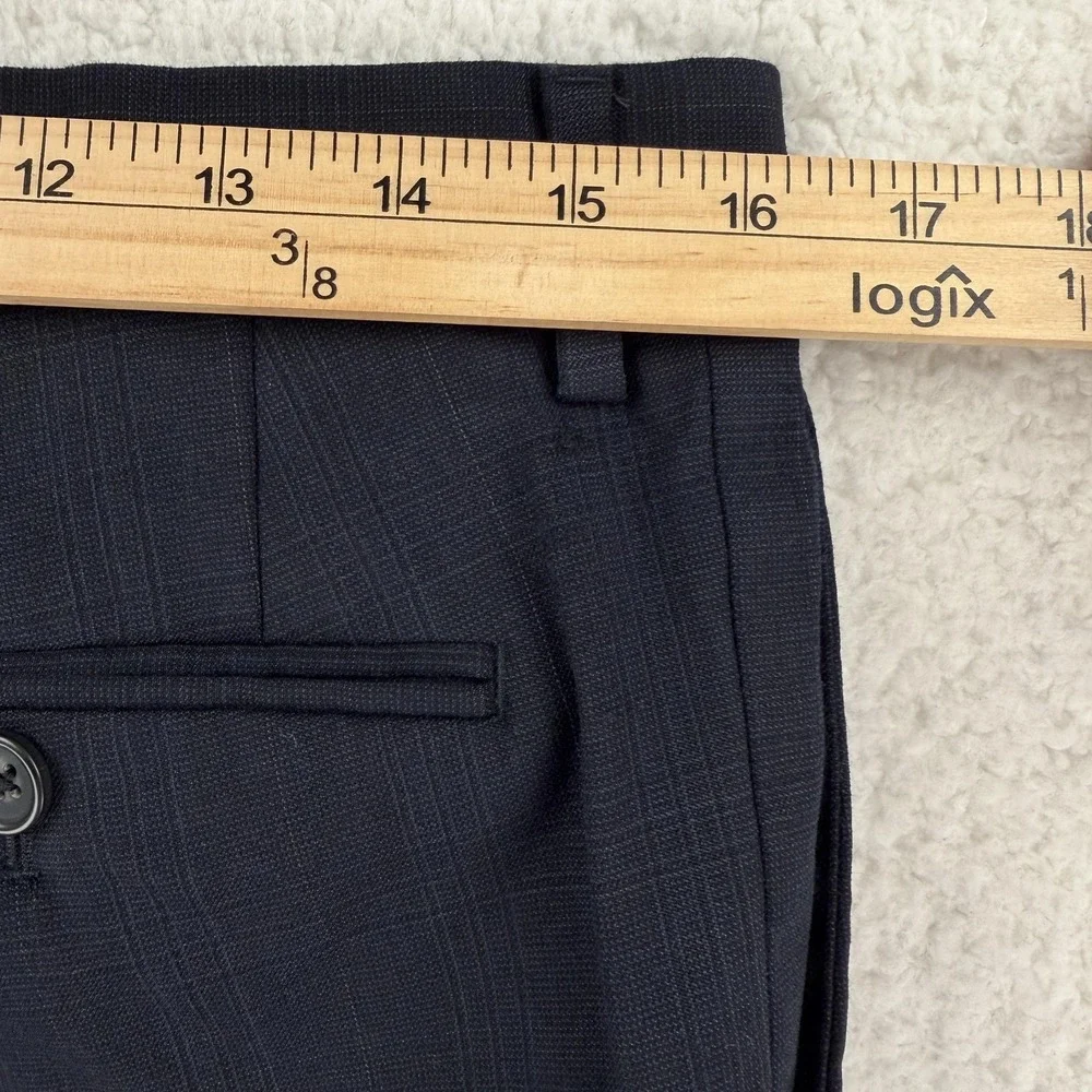 Banana Republic‎ Dress Pants Mens 32x32 Blue Wool Check Classic Fit Altered Hem
